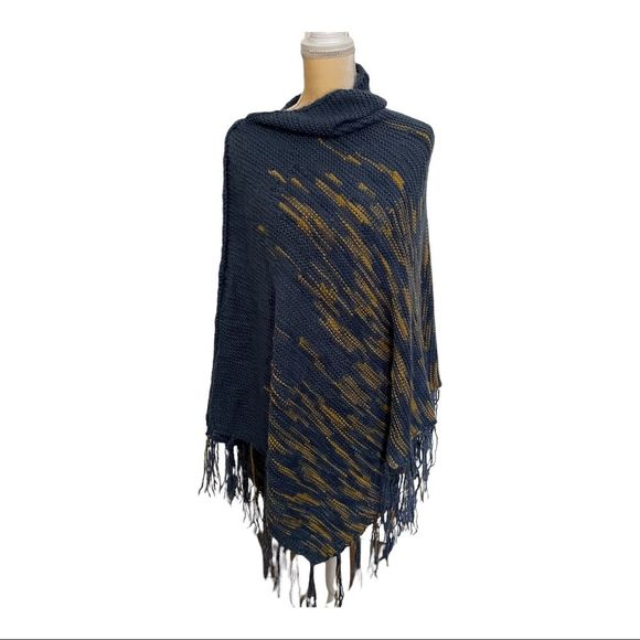 LulaRoe Blue and Yellow Poncho Wrap - Picture 1 of 7
